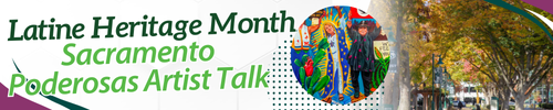 Graphic with event title and photo of the mural.
